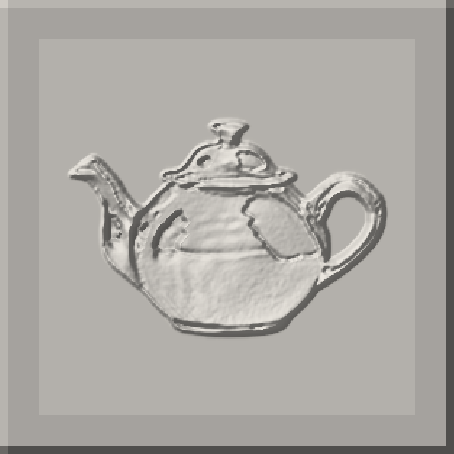 A shaded preview of the relief plate the relief converter builds from the teapot sample picture